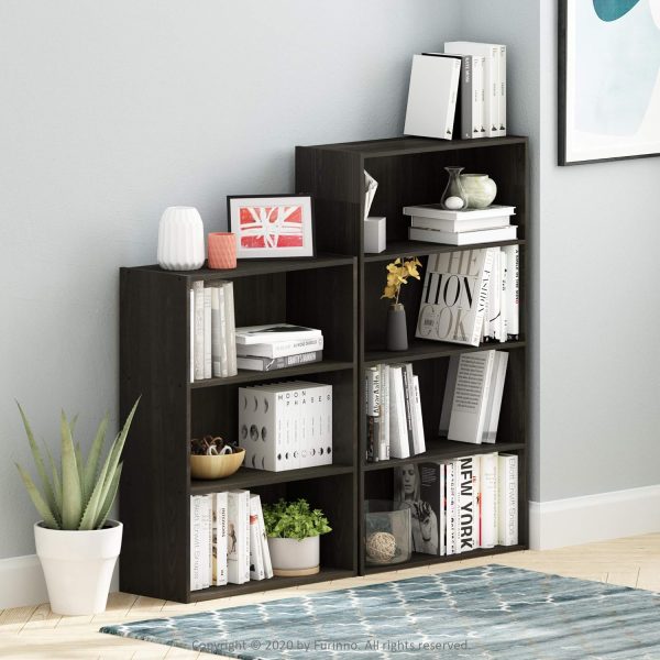 Furinno Pasir 4-Tier Bookcase / Bookshelf / Storage Shelves, Espresso - Image 2