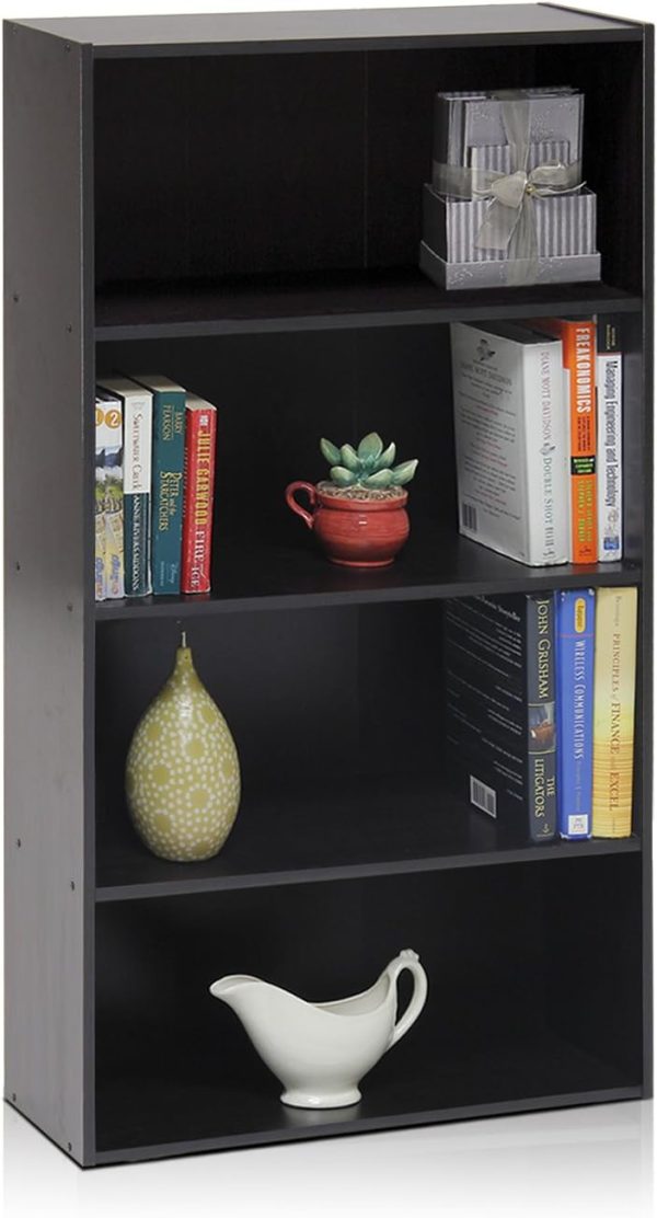 Furinno Pasir 4-Tier Bookcase / Bookshelf / Storage Shelves, Espresso - Image 4
