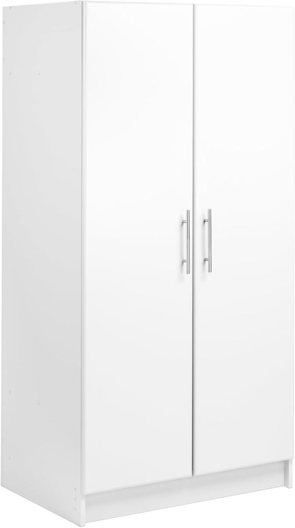 Prepac Armoir, Elite 32"W x 35"H x 20"D White Wardrobe Closet & Cabinet - Functional Clothes Storage with Hanging Rail, Armoire Wardrobe - WEW-3264