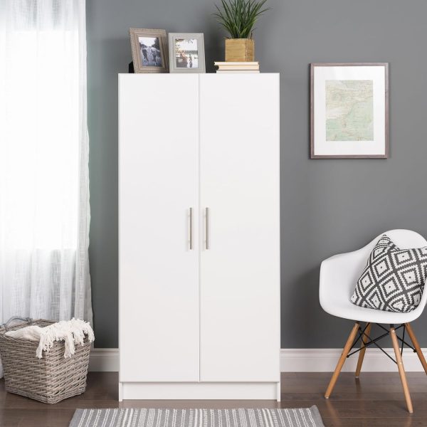 Prepac Armoir, Elite 32"W x 35"H x 20"D White Wardrobe Closet & Cabinet - Functional Clothes Storage with Hanging Rail, Armoire Wardrobe - WEW-3264 - Image 2