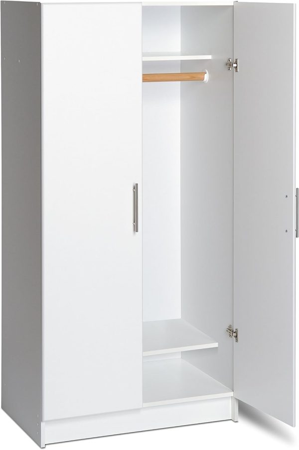 Prepac Armoir, Elite 32"W x 35"H x 20"D White Wardrobe Closet & Cabinet - Functional Clothes Storage with Hanging Rail, Armoire Wardrobe - WEW-3264 - Image 4