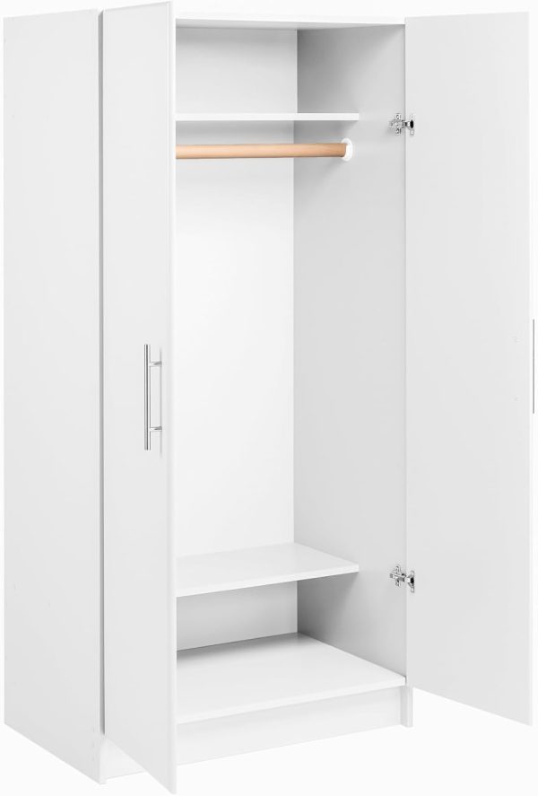 Prepac Armoir, Elite 32"W x 35"H x 20"D White Wardrobe Closet & Cabinet - Functional Clothes Storage with Hanging Rail, Armoire Wardrobe - WEW-3264 - Image 6
