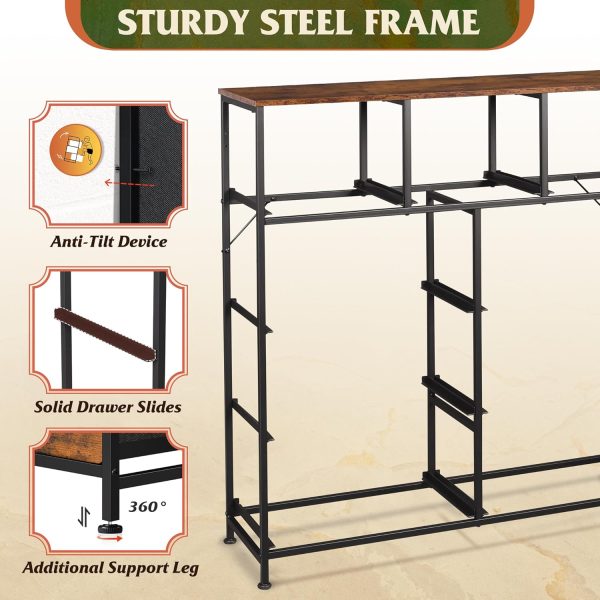 WLIVE 9-Drawer Dresser, Fabric Storage Tower for Bedroom, Hallway, Entryway, Closet, Tall Chest Organizer Unit with Fabric Bins, Steel Frame, Wood Top, Easy Pull Handle, Rustic Brown Wood Grain Print - Image 5
