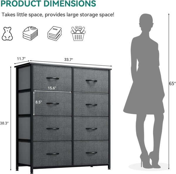 YITAHOME Dresser for Bedroom, Fabric Dresser with 8 Drawers,Tall Dresser,Chest of Drawers for Closet - Image 3